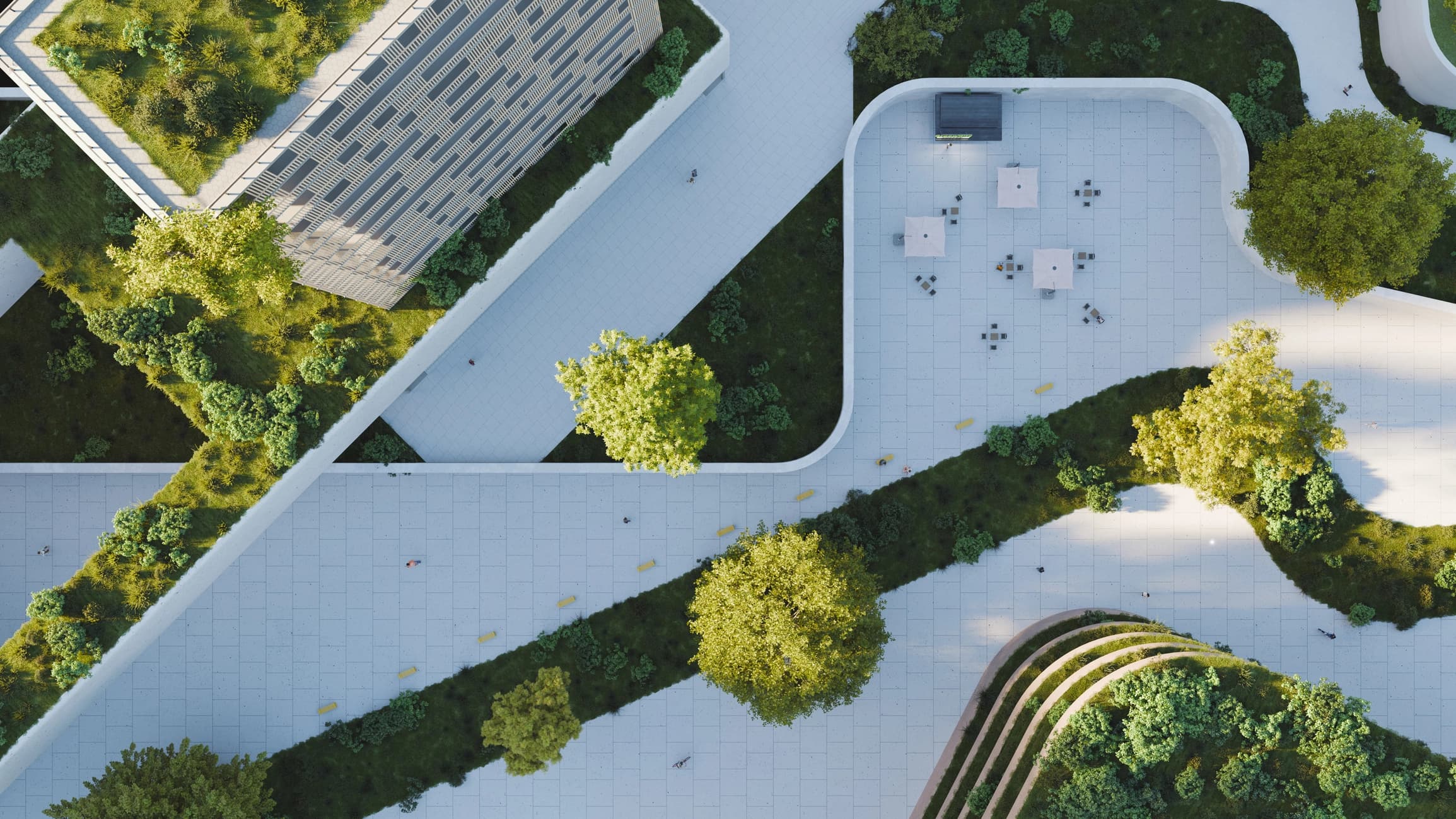 City landscape with river and modern architecture